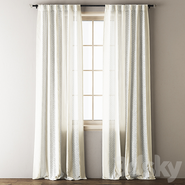 Anthropologie Lace Curtains 3DS Max Model - thumbnail 2