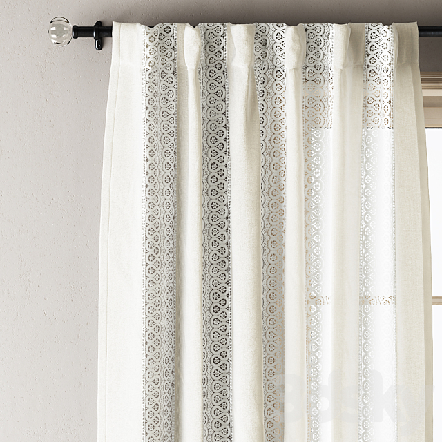 Anthropologie Lace Curtains 3DS Max Model - thumbnail 4