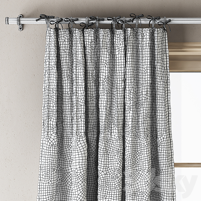 Anthropologie Tie-top Linen Curtains 3DS Max Model - thumbnail 5