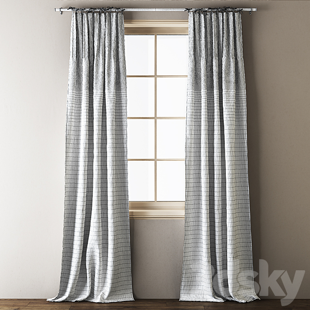 Anthropologie Tie-top Linen Curtains 3DS Max Model - thumbnail 6