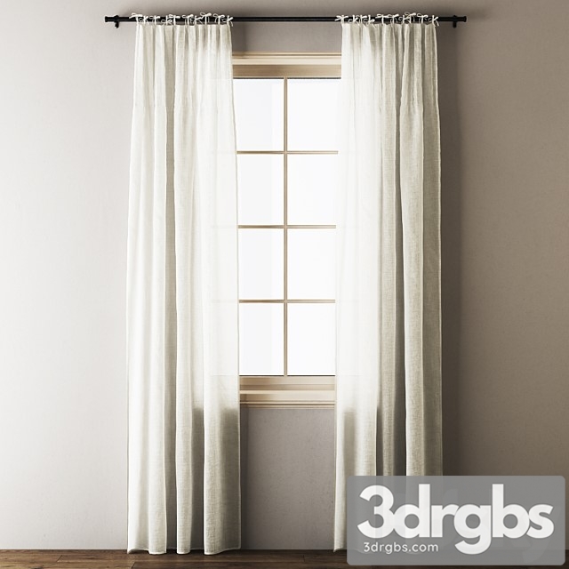 Anthropologie tie-top linen curtains 3dsmax Download - thumbnail 1