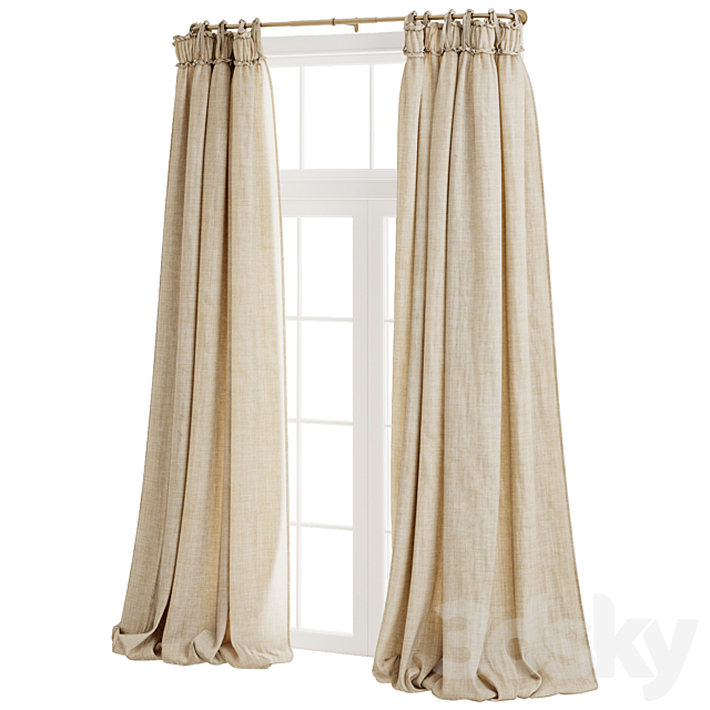 Balloon Drapery Linen Light Natural Curtains 3DS Max Model - thumbnail 4