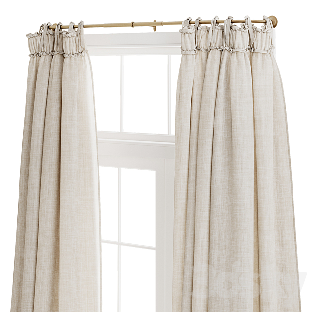 Balloon Drapery Linen Light Natural Curtains 3DS Max Model - thumbnail 5