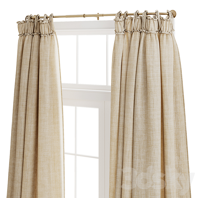 Balloon Drapery Linen Light Natural Curtains 3DS Max Model - thumbnail 6