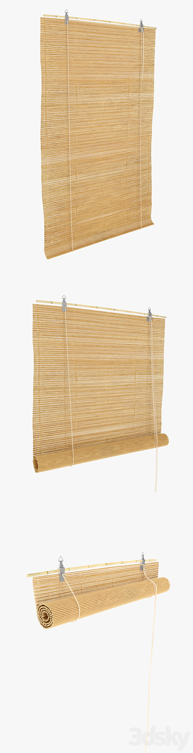 Bamboo roll blind and plastic window 3DS Max Model - thumbnail 2