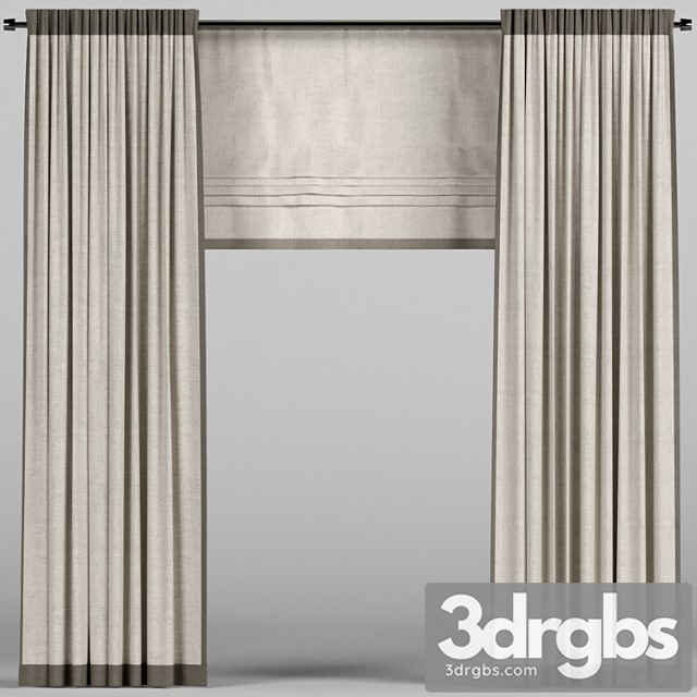 Beige curtains. 3dsmax Download - thumbnail 1