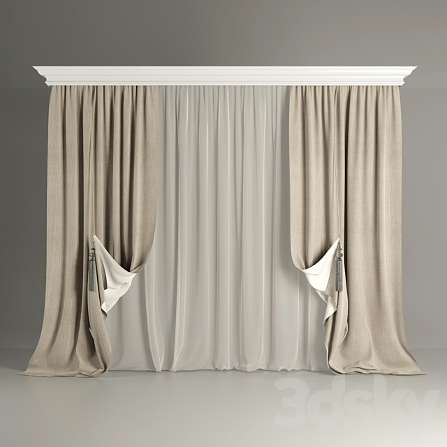 Bilateral with tulle curtains 3ds Max - thumbnail 1