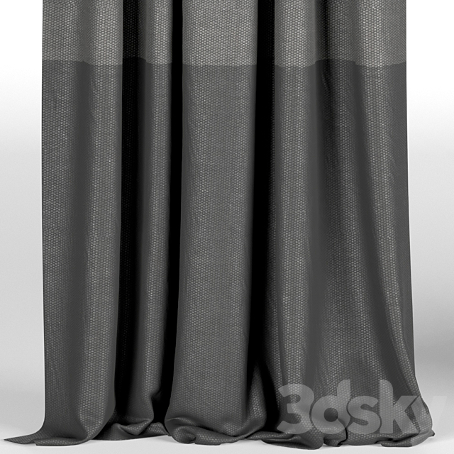 Black curtains in two shades + black Roman blinds. 3DS Max Model - thumbnail 3