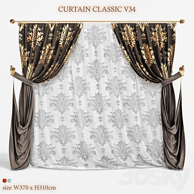 Blind classic V34 CURTAIN CLASSIC 3DSMax File - thumbnail 1