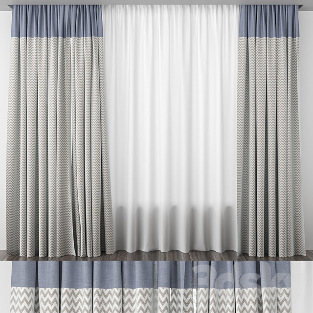 Blue curtains with arrows 3ds Max - thumbnail 1