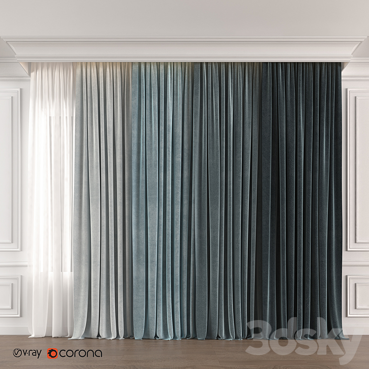 Blue gradient curtain 3DS Max - thumbnail 1