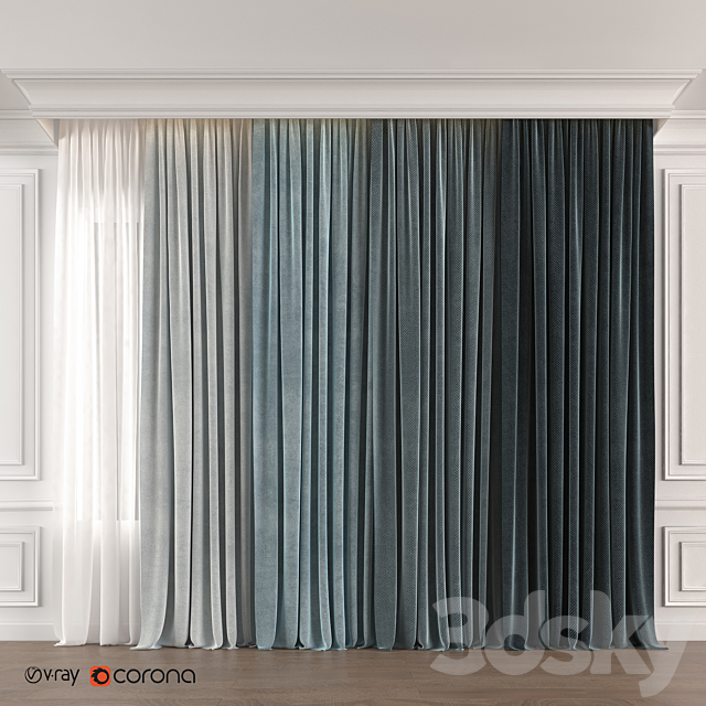 Blue gradient curtain 3DSMax File - thumbnail 1