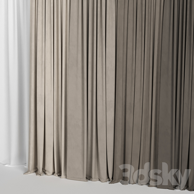 Brown curtains in four colors with tulle 3DSMax File - thumbnail 2