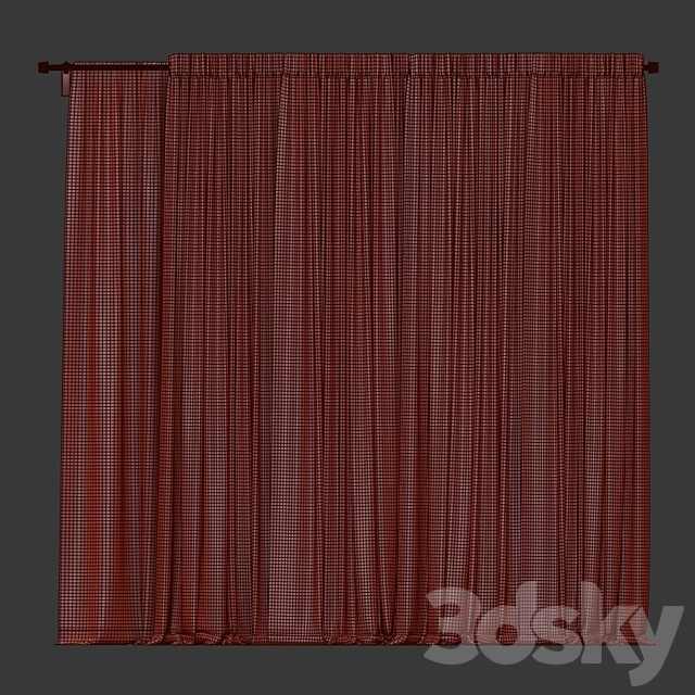 Brown curtains in four colors with tulle 3DSMax File - thumbnail 3