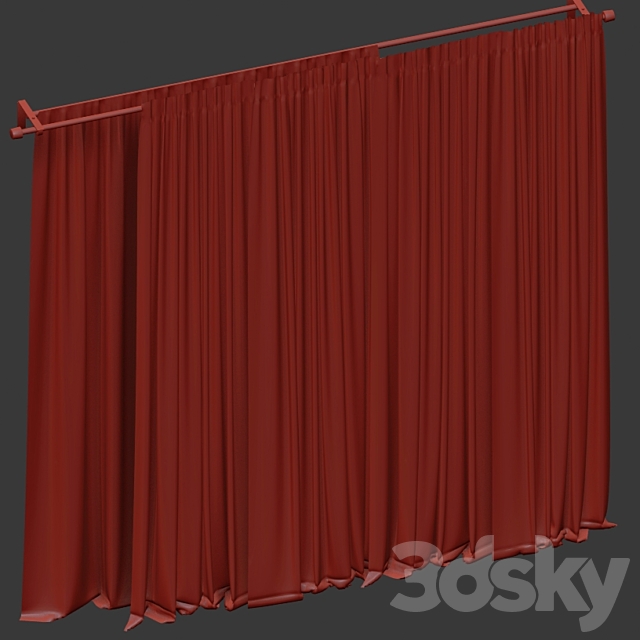 Brown curtains in four colors with tulle 3DSMax File - thumbnail 5