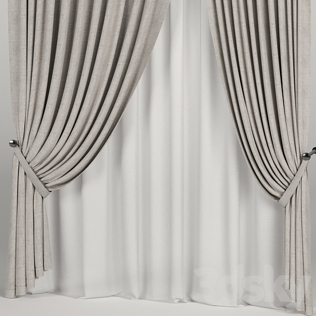 Brown curtains in the background. 3DS Max Model - thumbnail 2