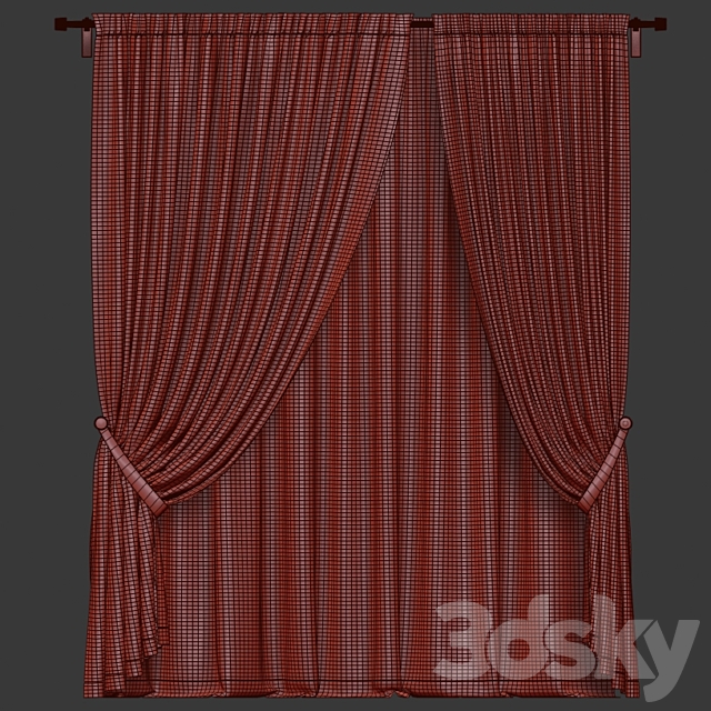 Brown curtains in the background. 3DS Max Model - thumbnail 3