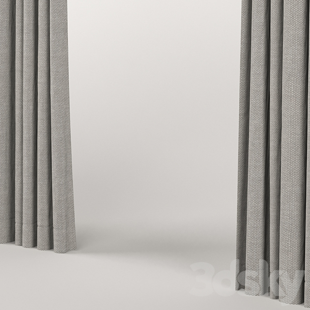 Brown curtains with a roman curtain. 3DS Max Model - thumbnail 3