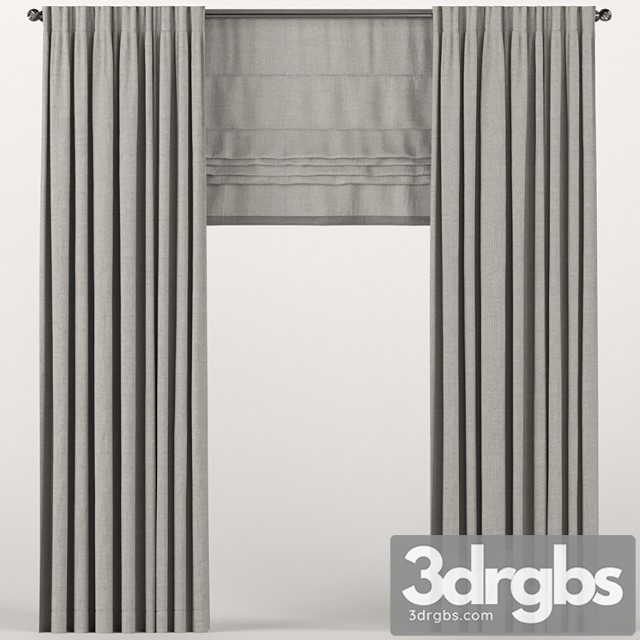 Brown curtains with a roman curtain. 3dsmax Download - thumbnail 1