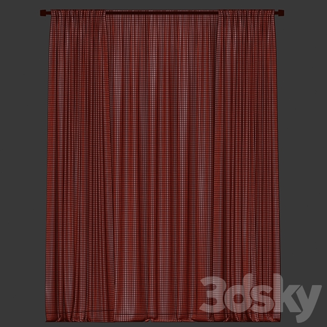 Brown curtains with tulle 3dsMax Model - thumbnail 3