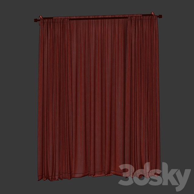 Brown curtains with tulle 3dsMax Model - thumbnail 4