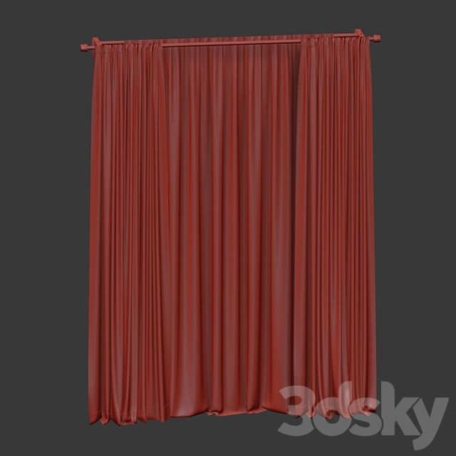 Brown curtains with tulle 3dsMax Model - thumbnail 5