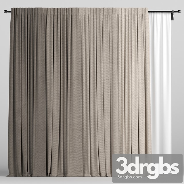 Brown Curtains With Tulle 80 3dsmax Download - thumbnail 1