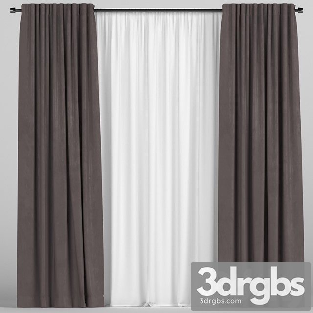 Brown Curtains With Tulle 93 3dsmax Download - thumbnail 1