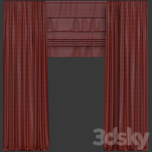 Brown Roman Curtains. 3DSMax File - thumbnail 3