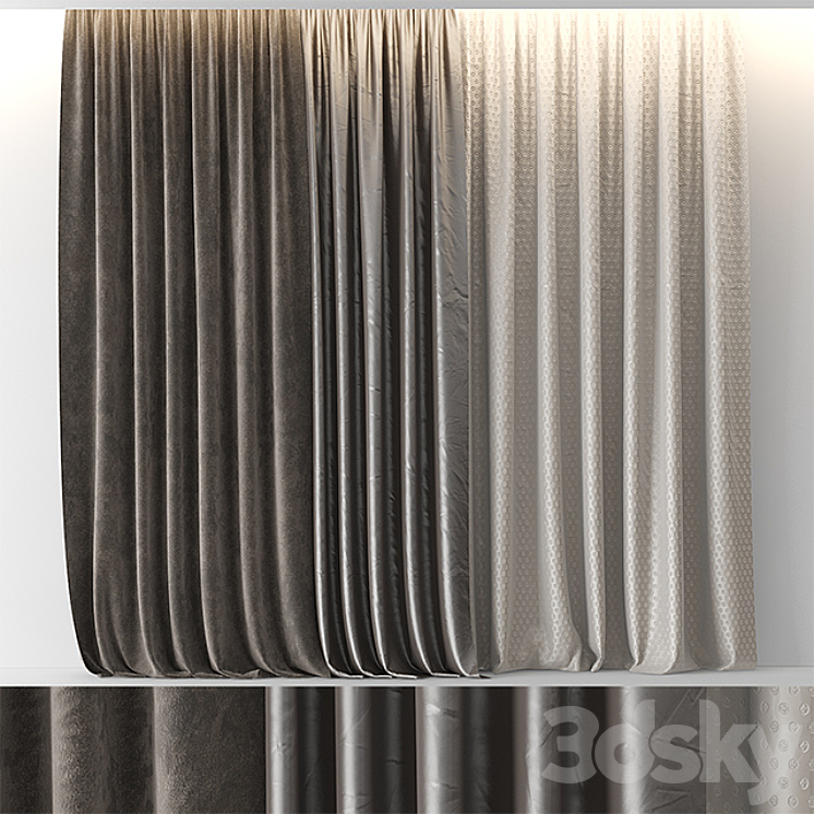 BROWN VELOUR CURTAINS 3DS Max - thumbnail 1