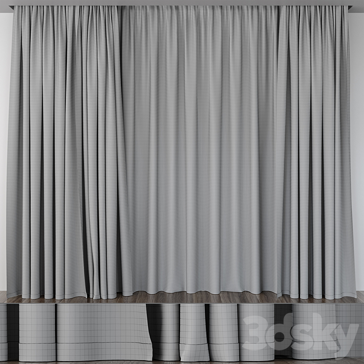 Brown velvet curtains 3DS Max - thumbnail 2