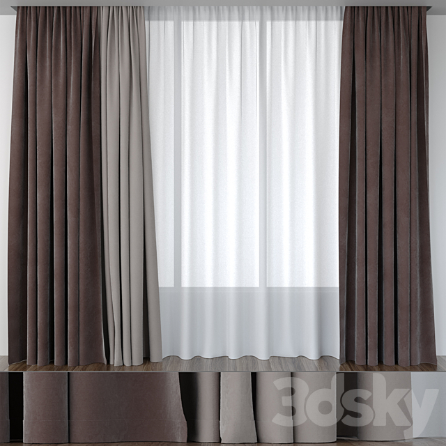 Brown velvet curtains 3DSMax File - thumbnail 1