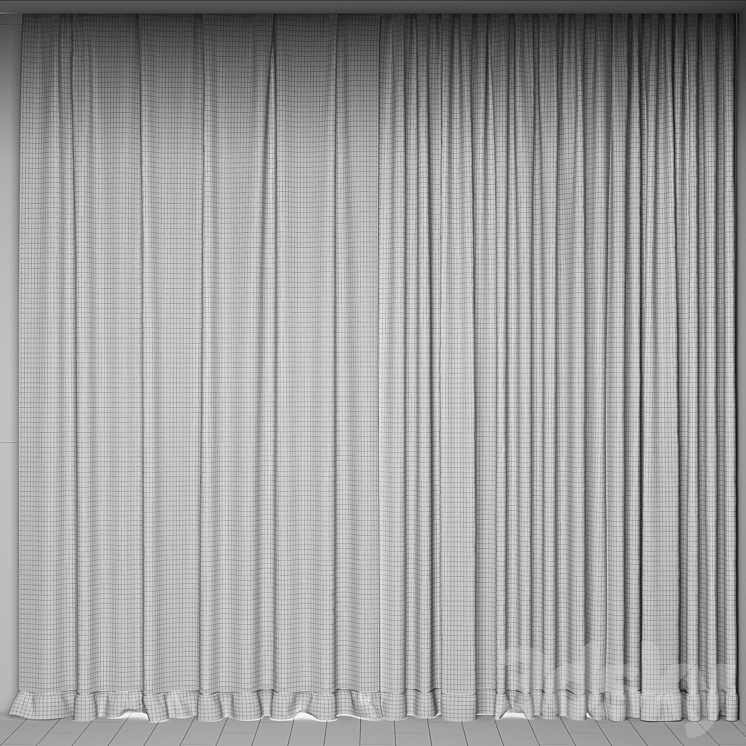 CHECKED LINEN CURTAIN 3DS Max - thumbnail 2