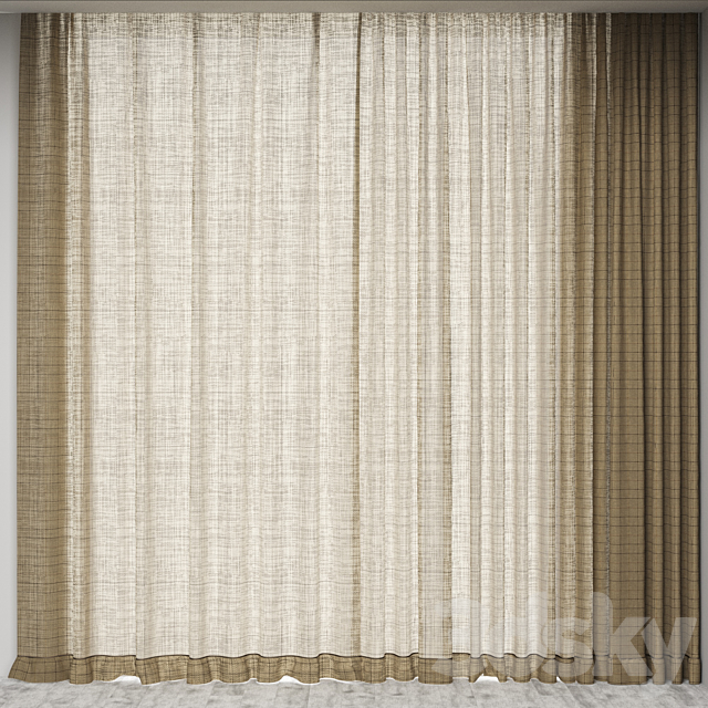 CHECKED LINEN CURTAIN 3DSMax File - thumbnail 1