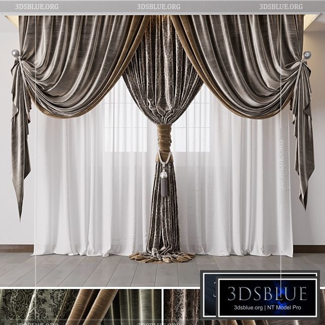 Classic curtains 02 3DS Max - thumbnail 3