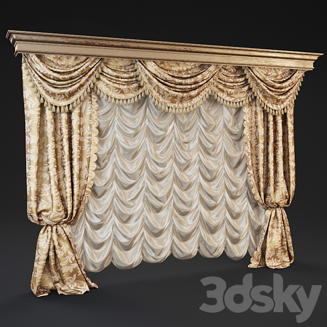 Classic curtains 3ds Max - thumbnail 1