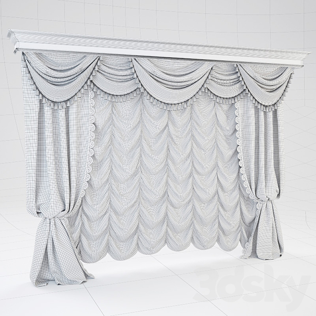 Classic curtains 3ds Max - thumbnail 2