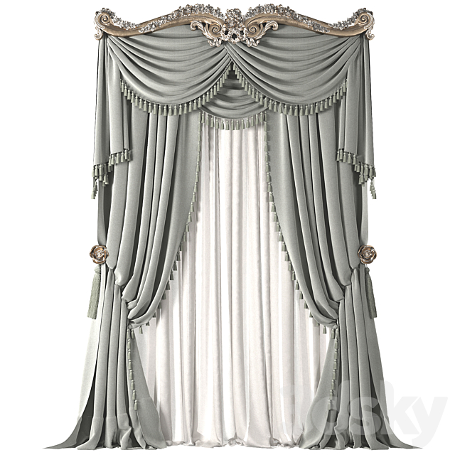 classical curtain 3ds Max - thumbnail 1