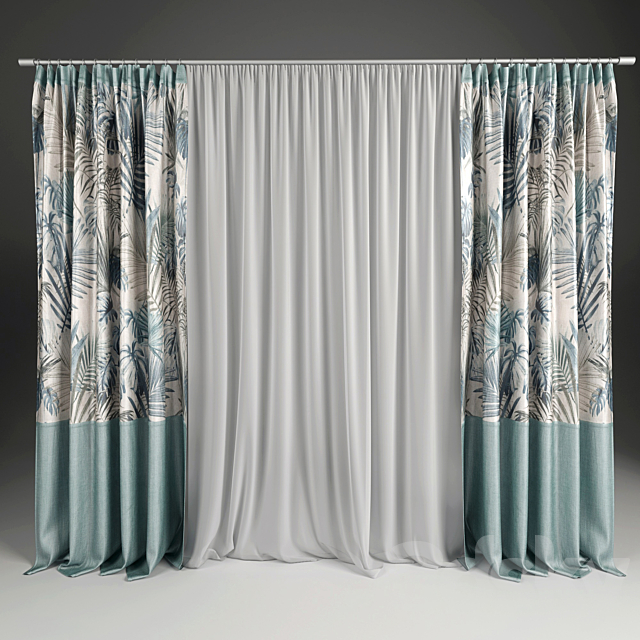 collection of curtains in ethnic style 3ds Max - thumbnail 1