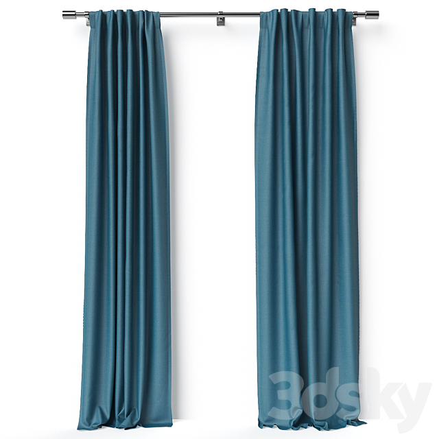 Cotton Lustre Velvet Curtain Regal Blue 3DSMax File - thumbnail 1