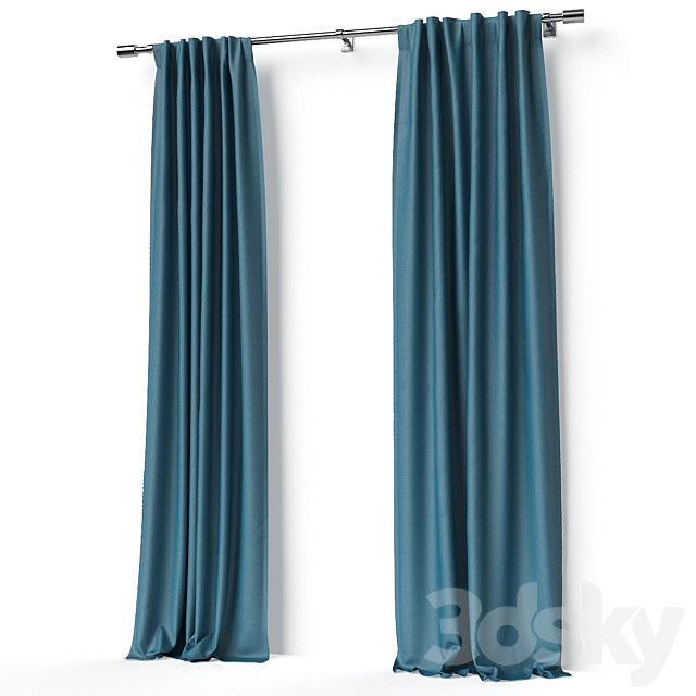 Cotton Lustre Velvet Curtain Regal Blue 3DSMax File - thumbnail 2