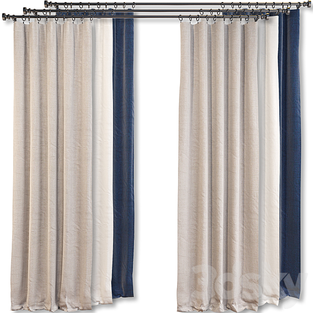 Crate and Barrel _ Silvana Blackout Curtain 3dsMax Model - thumbnail 1