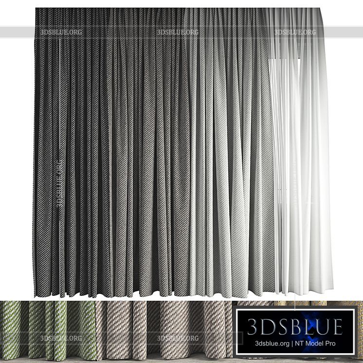 Curtain # 10 with Fidivi Jeans upholstery fabric 3DS Max - thumbnail 3