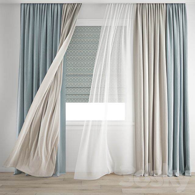 Curtain 346 _ Wind blowing effect 9 3DSMax File - thumbnail 1