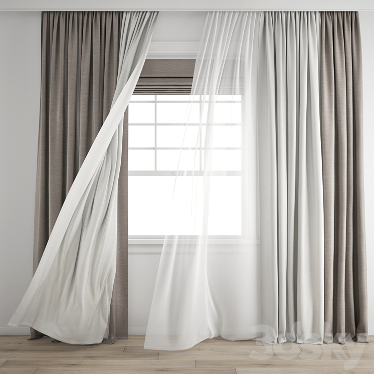 Curtain 432\/Wind blowing effect 12 3DS Max Model - thumbnail 1