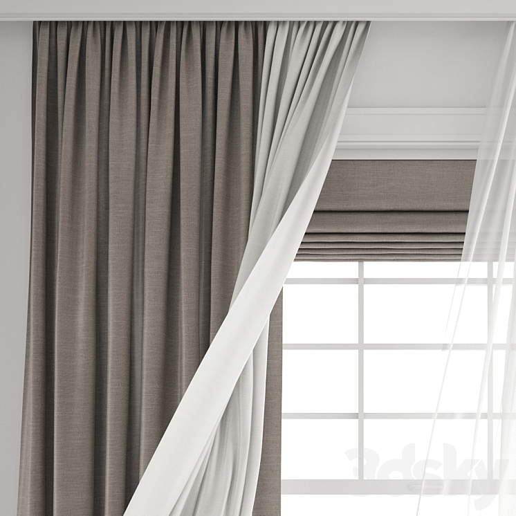 Curtain 432\/Wind blowing effect 12 3DS Max Model - thumbnail 2