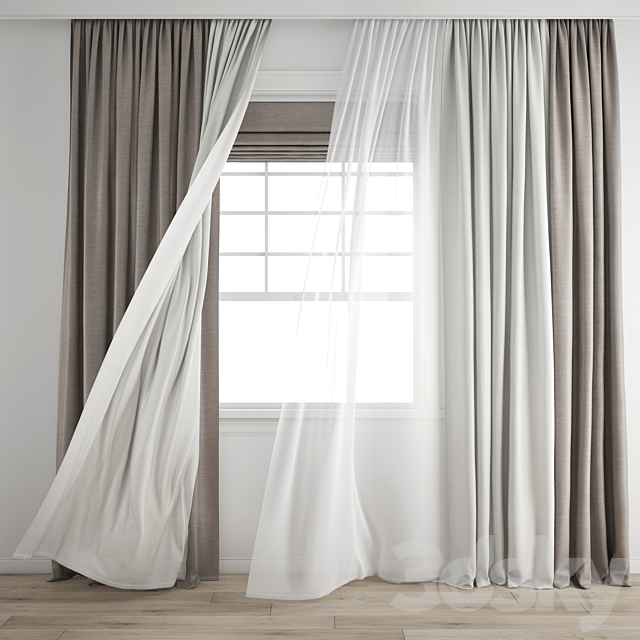 Curtain 432_Wind blowing effect 12 3DSMax File - thumbnail 1