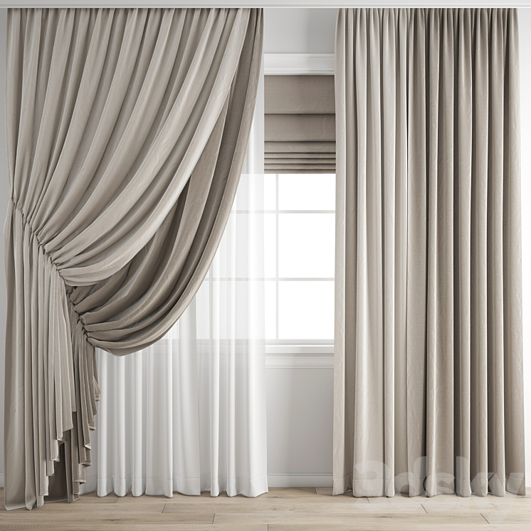 Curtain 444 3DS Max Model - thumbnail 1