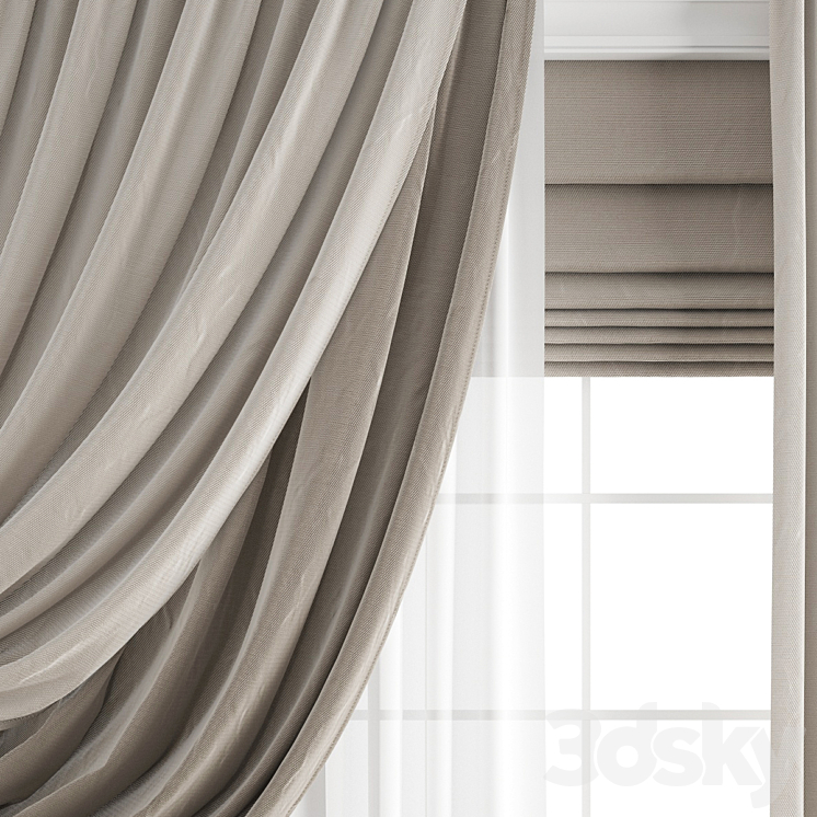 Curtain 444 3DS Max Model - thumbnail 2