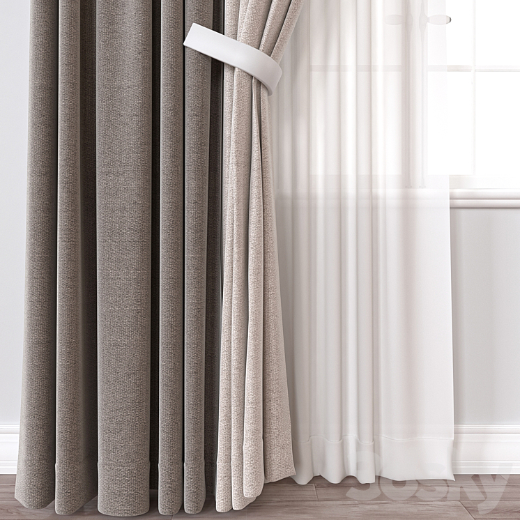 Curtain A166 3DS Max Model - thumbnail 2